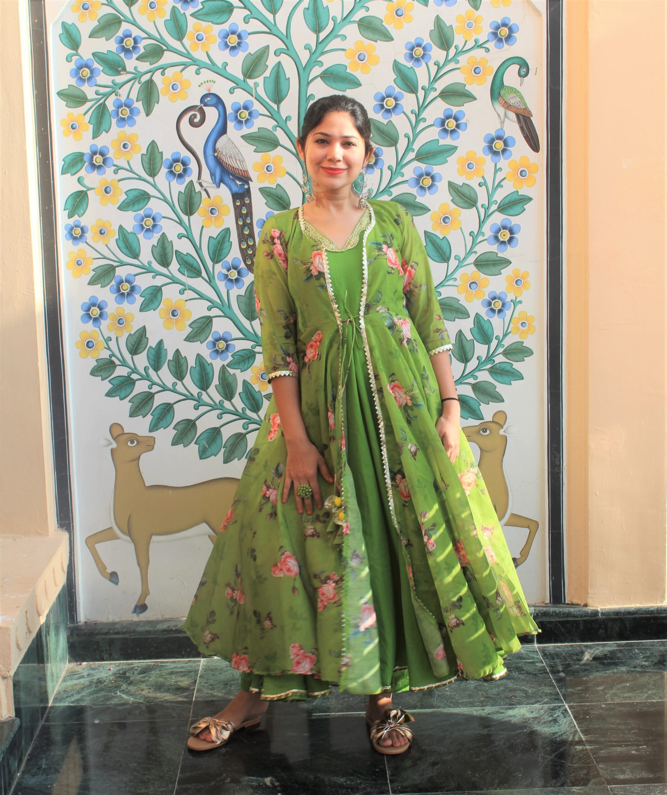 Disha Shrug Chanderi Anarkali