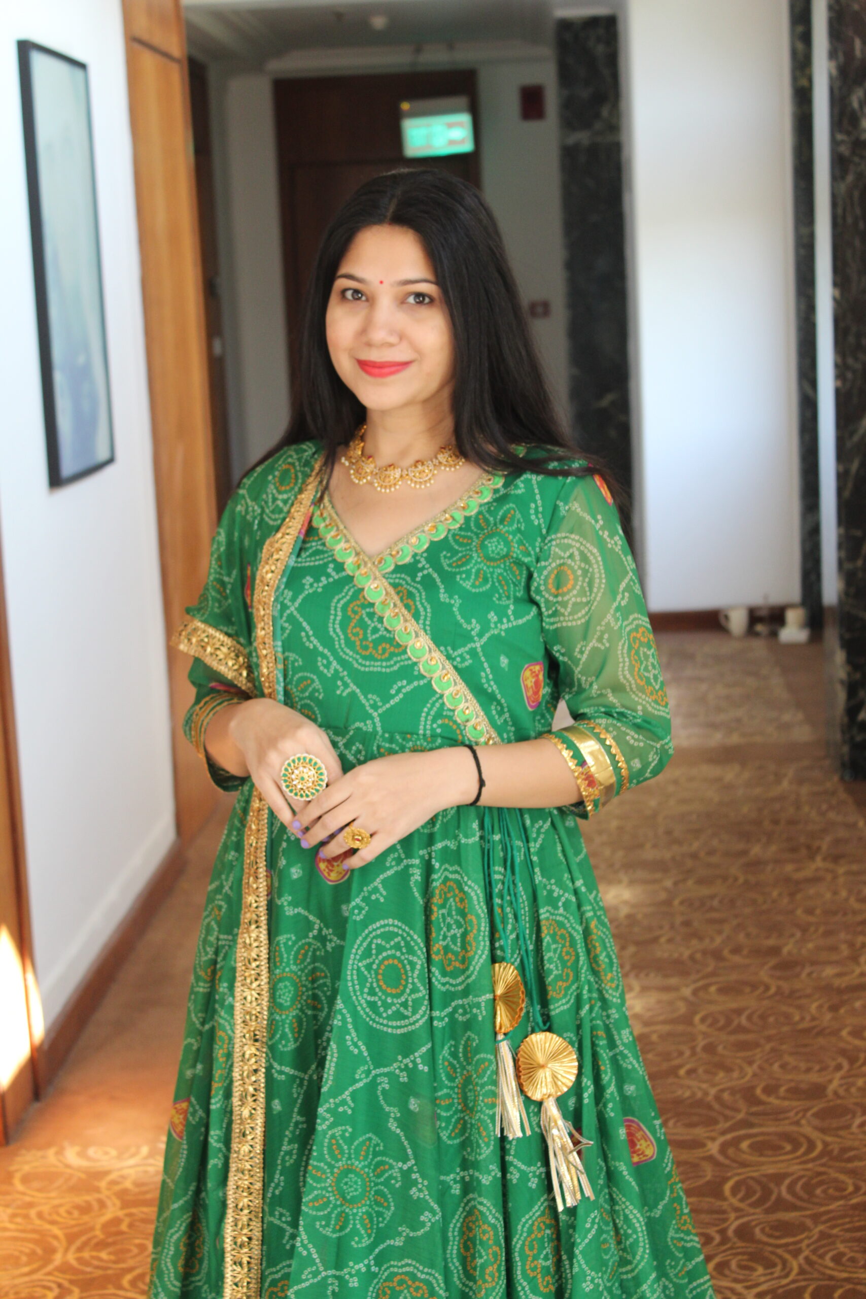 Mehendi Chiffon Anarkali