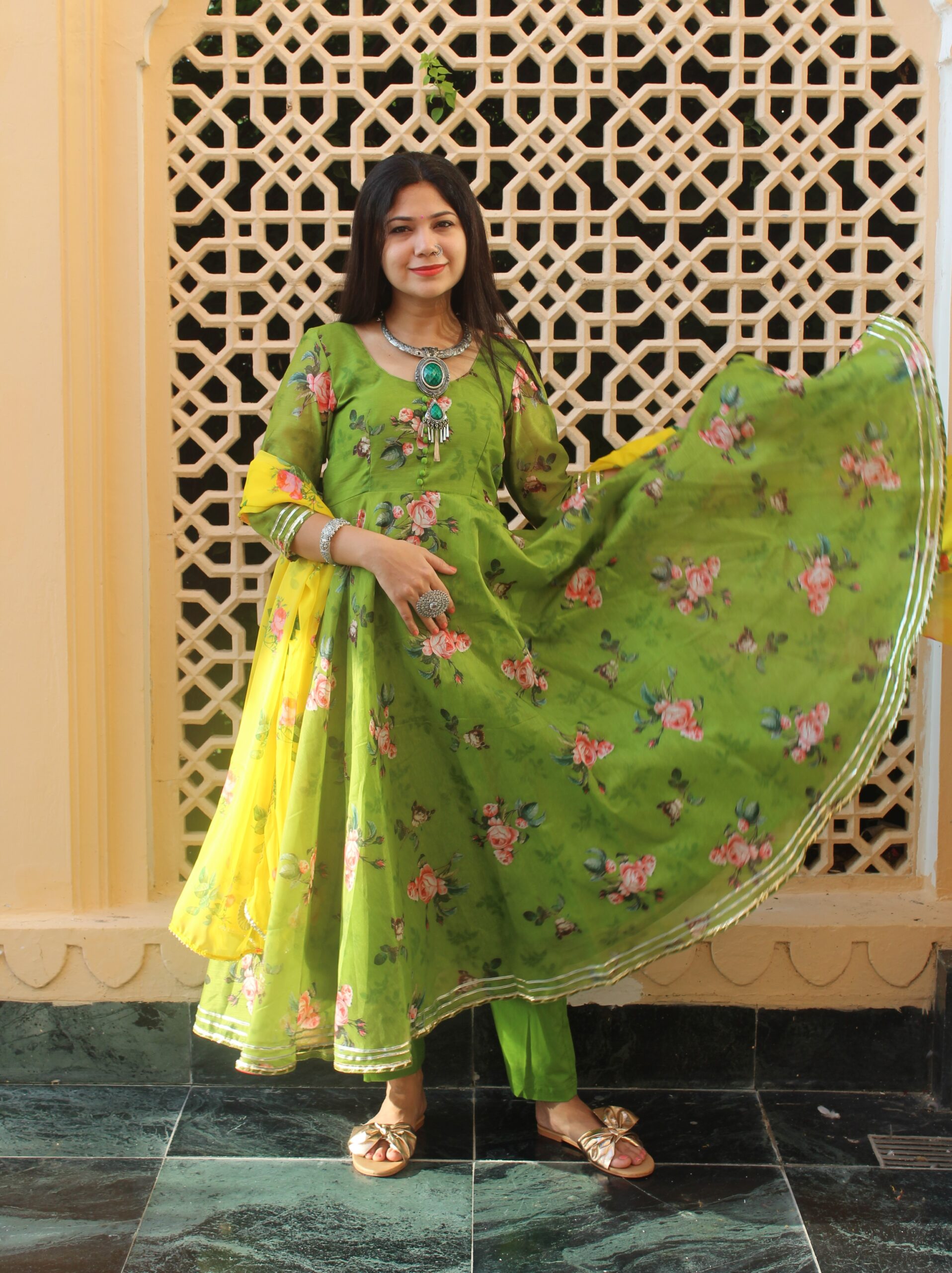 Madhuri Chanderi Anarkali