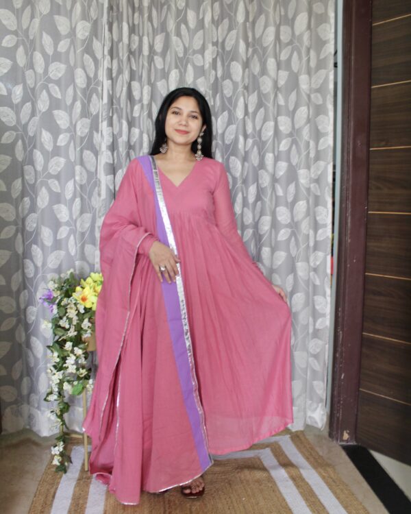 Pink Mulmul Cotton Anarkali