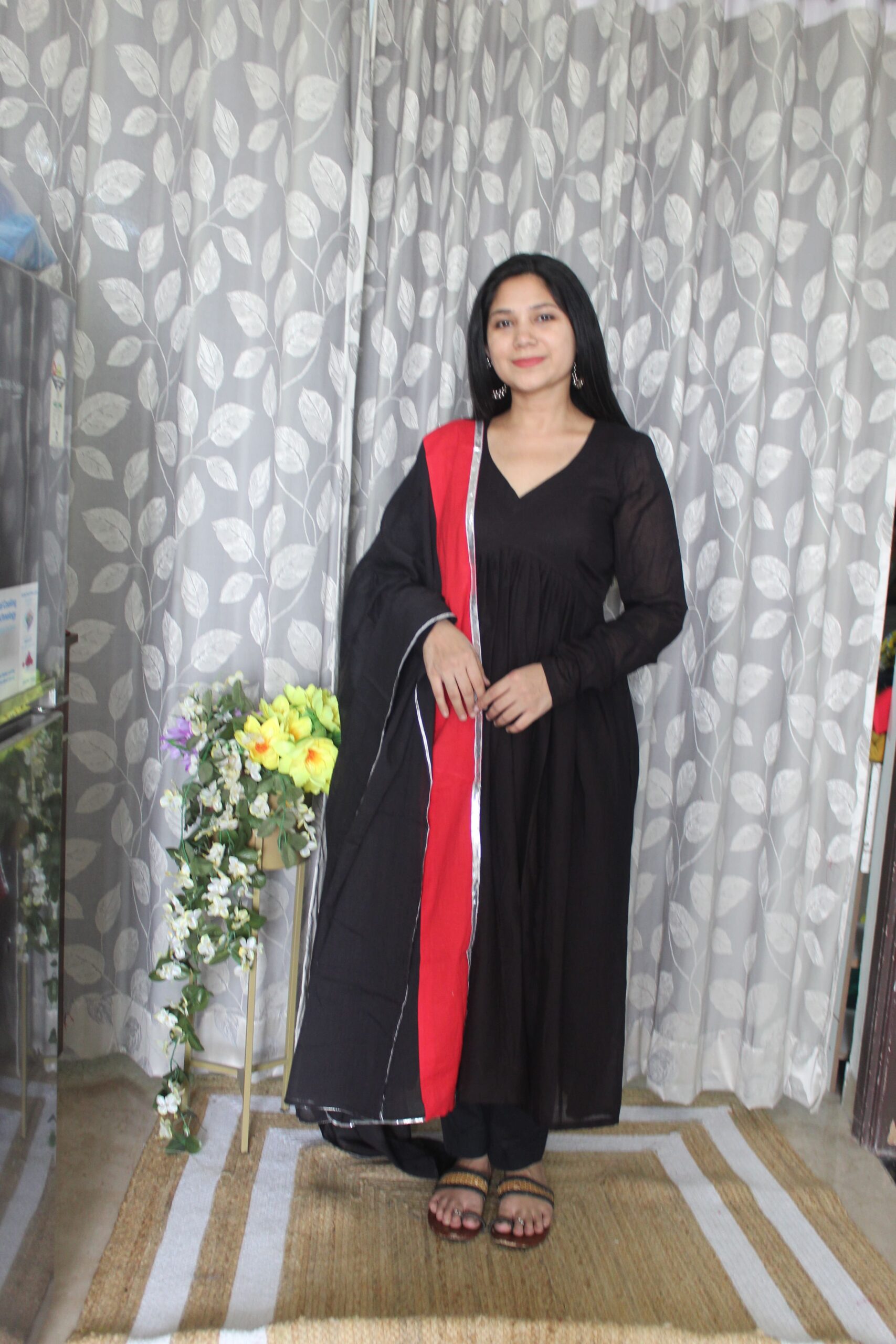 Black Mulmul Cotton Anarkali