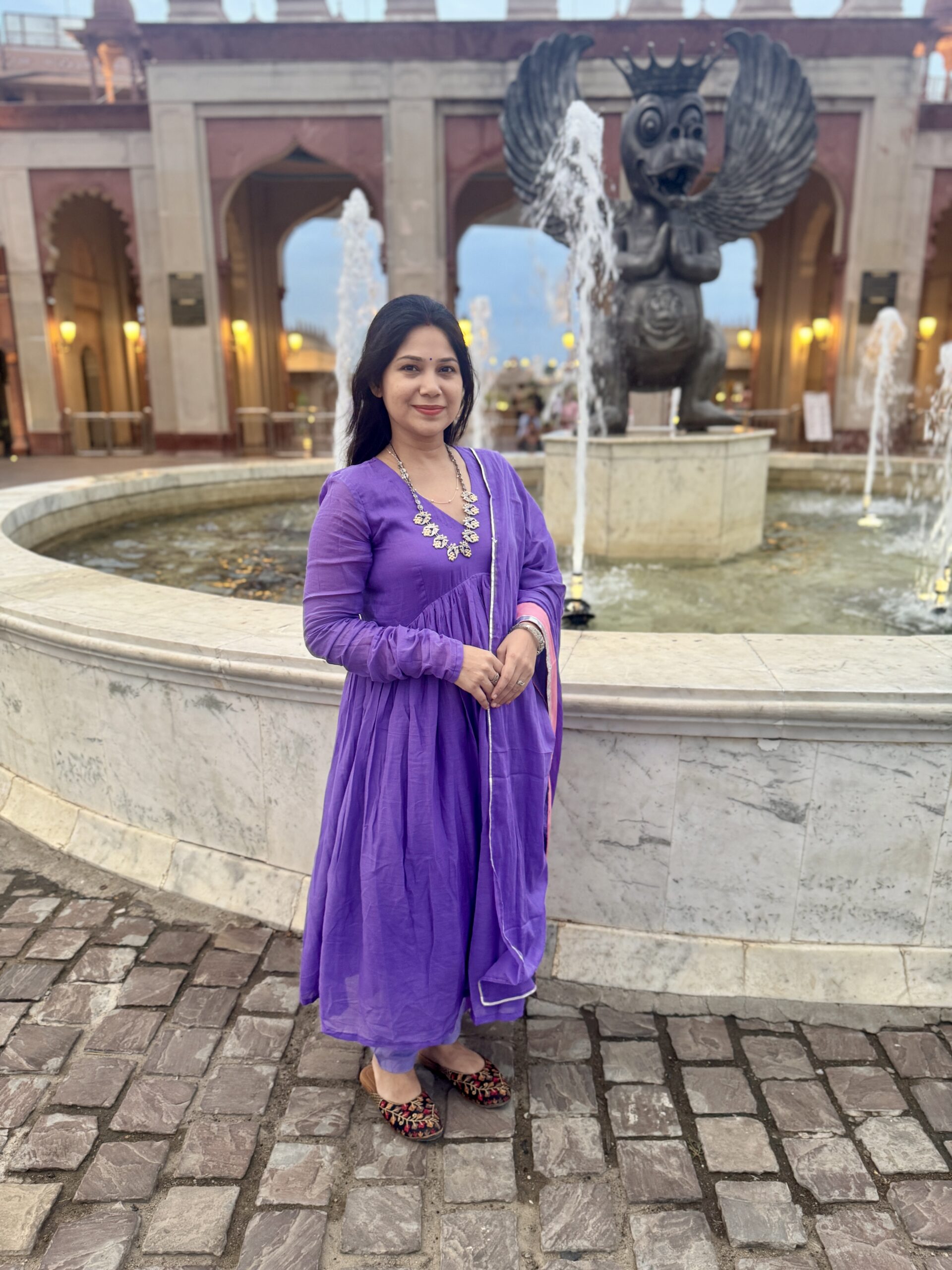 Lavender Mulmul Cotton Anarkali