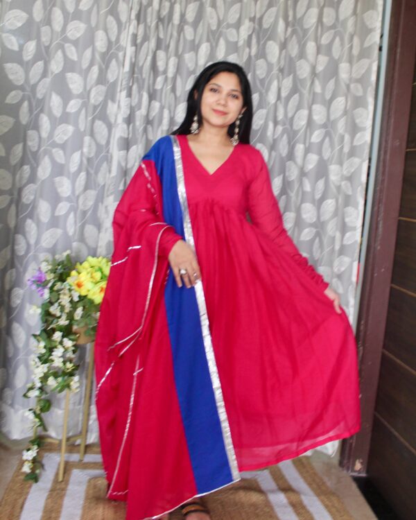 Magenta Mulmul Cotton Anarkali