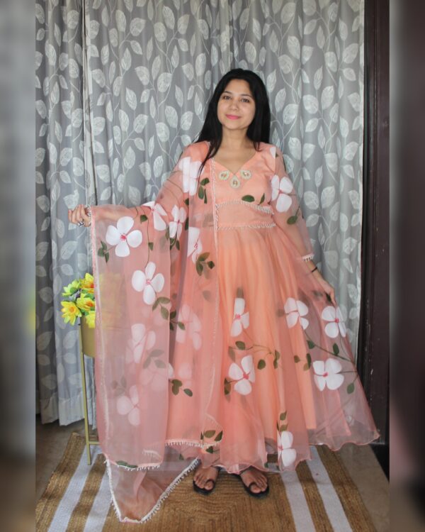 Barbie Handpainted Organza Anarkali