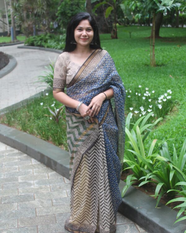 Parineeti Handblock Kota Doria Saree