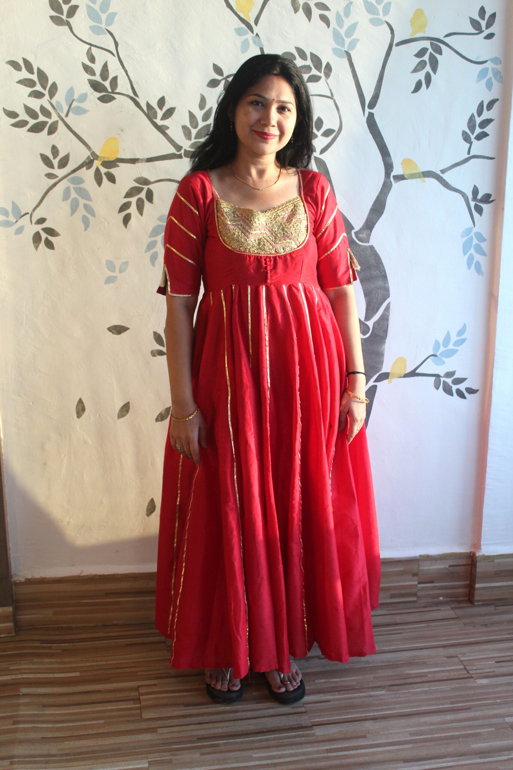 Surkh Laal Cotton Silk Anarkali